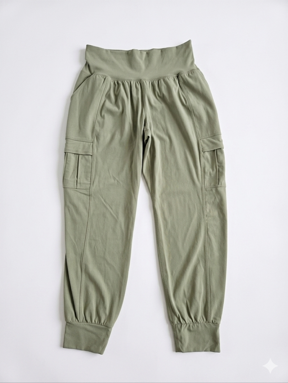 Athleta Women Salutation Cargo Jogger L UPF Eucalyptus Green Grunge Athleisure